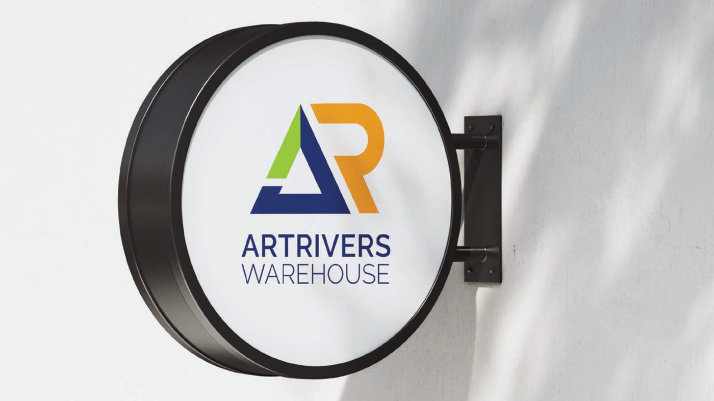 Circular illuminated signage mock-up finished by Artrivers Warehouse